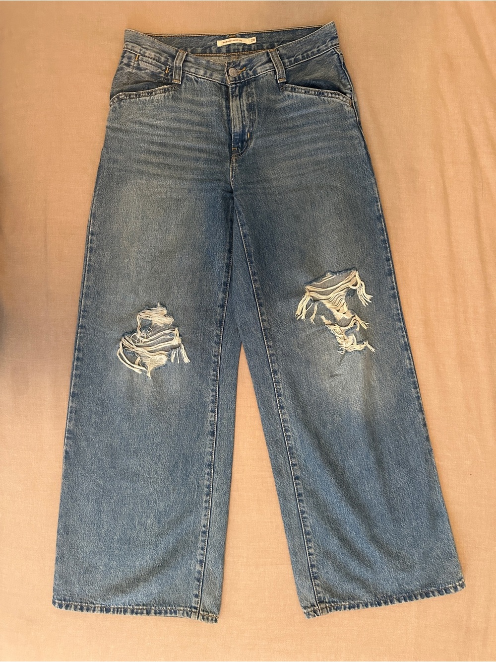 Levi’s 94 Baggy Wide Leg Distressed Blue Jeans